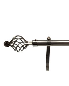 MATT SILVER FINISH TWISTED CAGE CURTAIN POLE