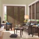 Brown White - Screen Fabric Panel Blinds