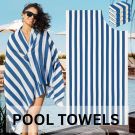 High Absorbent Oeko-Tex Certified Cotton Beach Towel White Navy Stripes