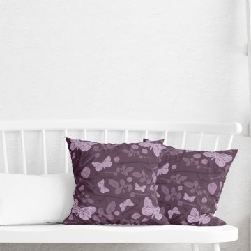 English Violet Butterfly Floral Cushion Cover