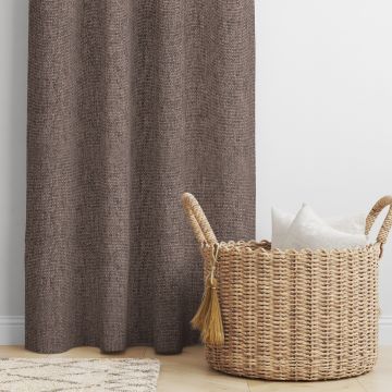 Brown Faux Linen Curtains