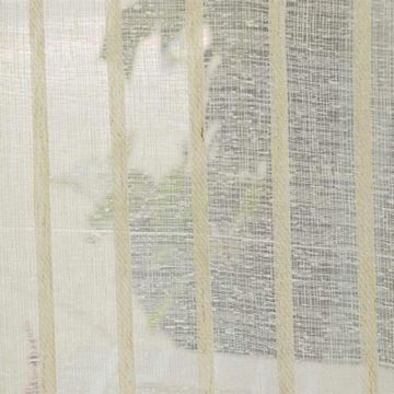 Beige Stripe White Faux Linen Sheers