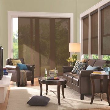 Brown White - Screen Fabric Panel Blinds