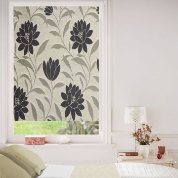 Brown Flowers Roller Jacquard Blinds