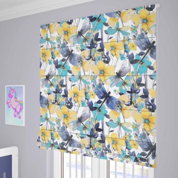Dragon Fly Tapestry With Floral Design Roman Blinds