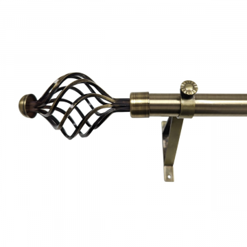 ANTIQUE GOLD FINISH TWISTED CAGE CURTAIN POLE