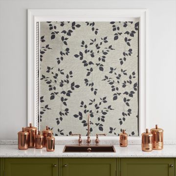 Brown Black Floral Roller Jacquard Blinds