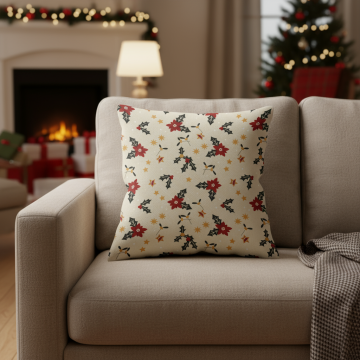Ivory Poinsettia Cushion Covers