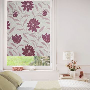 Red Flowers Roller Jacquard Blinds