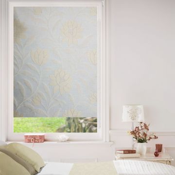 Silver Floral Roller Jacquard Blinds