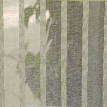 Silver Stripe Off White Faux Linen Sheer Fabric