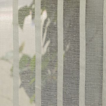 Silver Stripe White Faux Linen Sheers