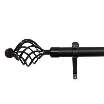 MATT BLACK FINISH TWISTED CAGE CURTAIN POLE 