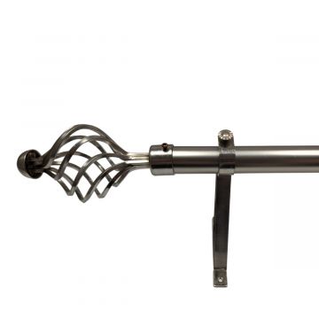 MATT SILVER FINISH TWISTED CAGE CURTAIN POLE