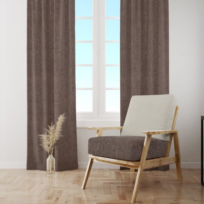 Brown Faux Linen Curtains