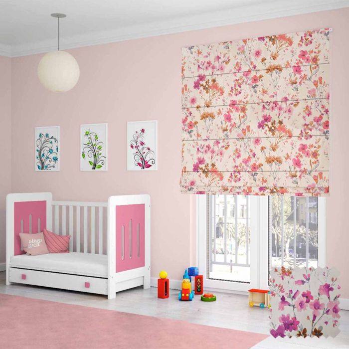 Chinoiserie Floral Red Pink Design Roman Blinds - BROB-PF13-195